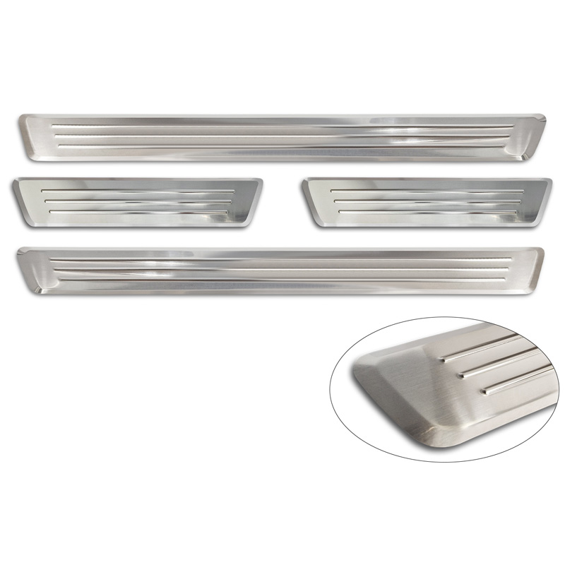 Inox door sill protectors  Volvo V90 & V90 Cross Country 2016- - 'Lines' - 4-pieces