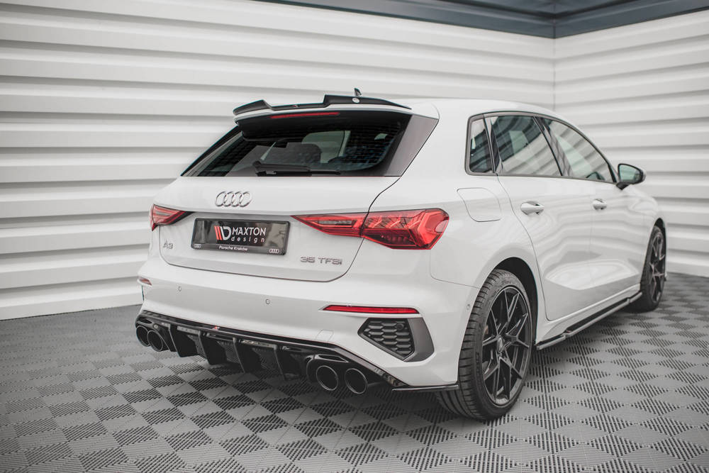 Diffuser passend voor Audi A3 8Y S-Line Glanzend zwart met Chrome Sierstukken