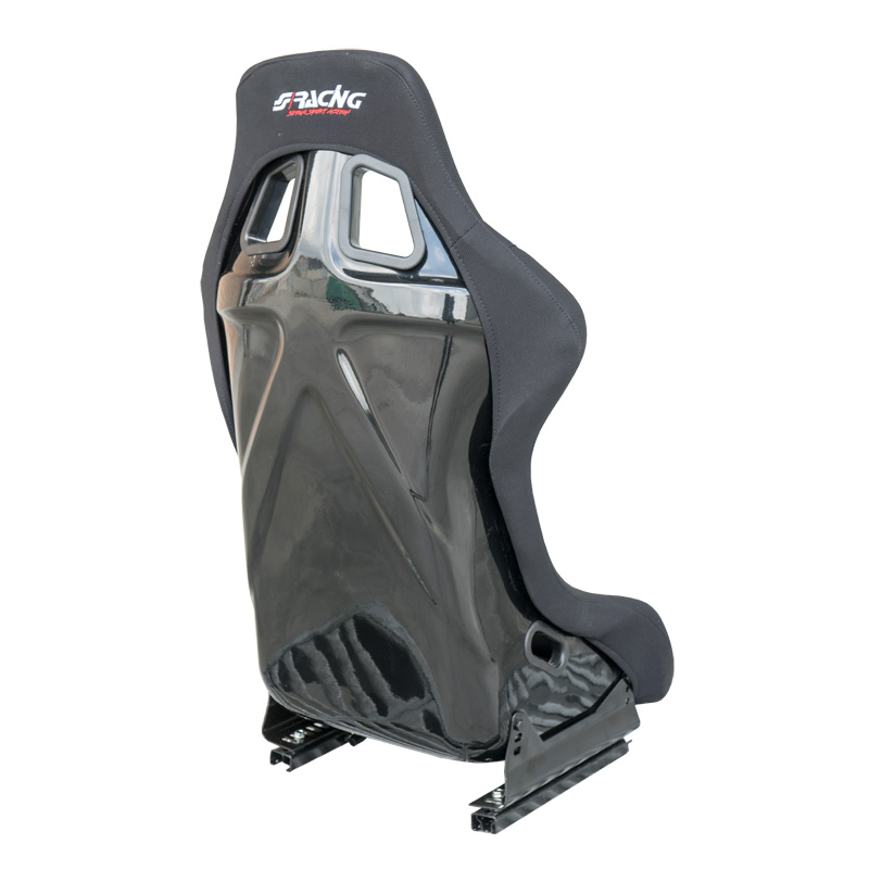 Simoni Racing Sport Seat Lewis - Black + Fibreglass Backrest - Non-Reclinable - incl. Sliders