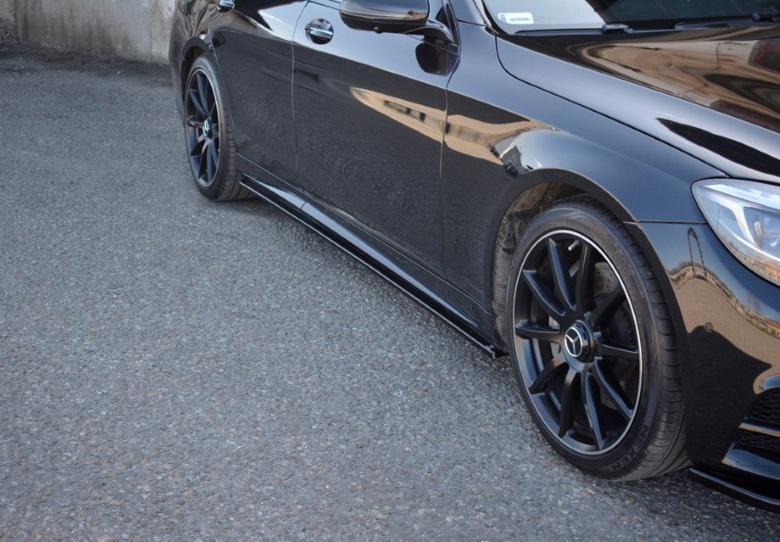 Zijskirts passend voor Mercedes S-Klasse W222 AMG-Line Maxton Design glans zwart