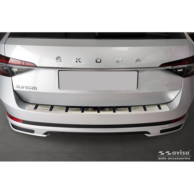 Stainless Steel Rear bumper protector  Skoda Superb III Combi 2015-2023 incl. Scout 'STRONG EDITION'