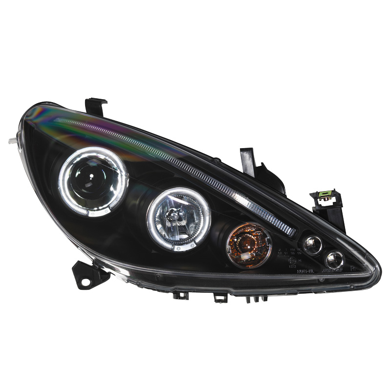 Set Headlights  Peugeot 307 2001-2005 - Black - incl. Halos