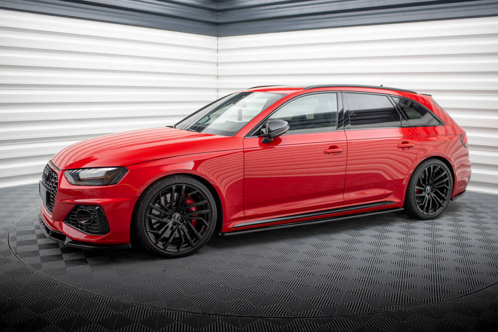 Zijskirts passend voor Audi RS4 B9 Maxton Glans Zwart