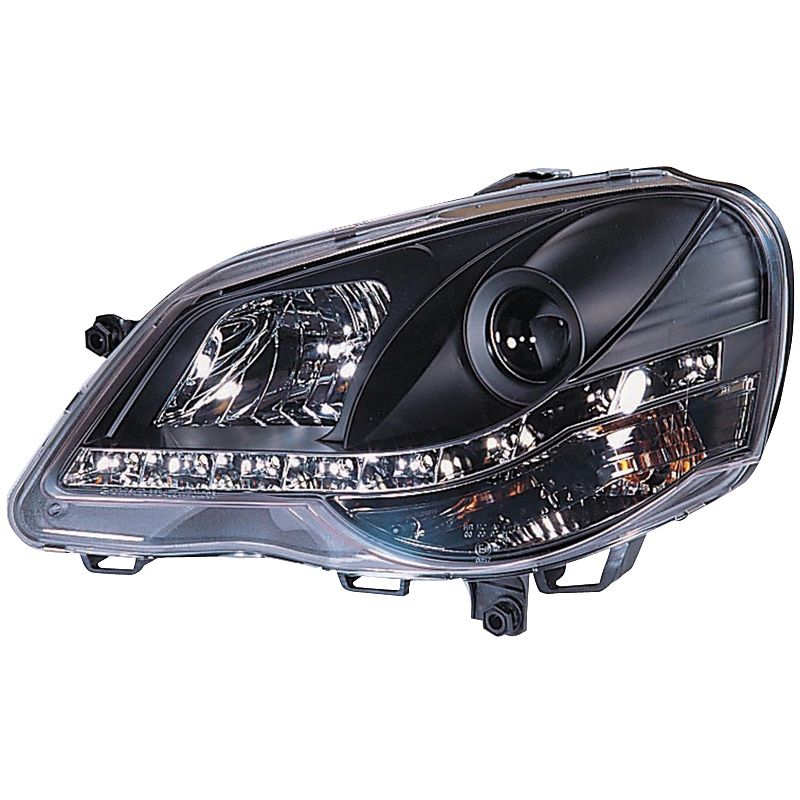 Set Headlights in DRL-Look  Volkswagen Polo 9N2 2005-2009 - Black