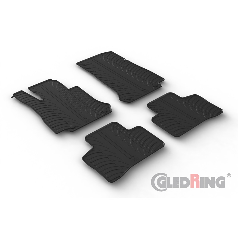 Rubber car mats set  Mercedes EQC (N293) 2019-2022 (T profile 4-pieces + mounting clips)