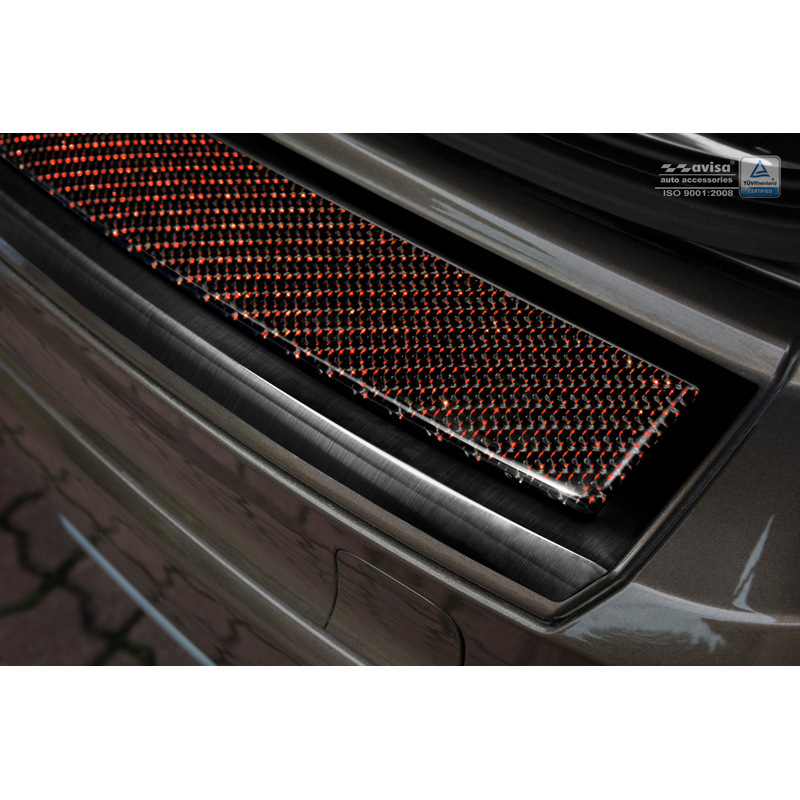 Stainless Steel Rear bumper protector 'Deluxe'  Volvo XC60 2013-2016 Black/Red-Black Carbon