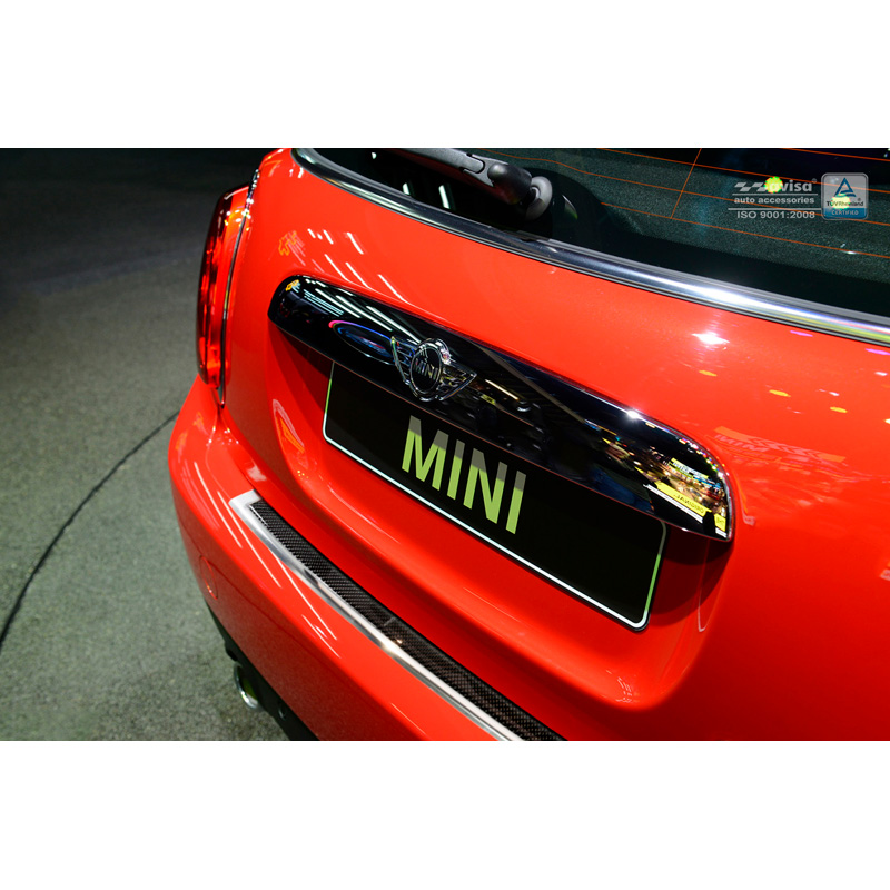 Stainless Steel Rear bumper protector 'Deluxe'  Mini One/Cooper F56 3-doors 3/2014- Chrome/Black Carbon