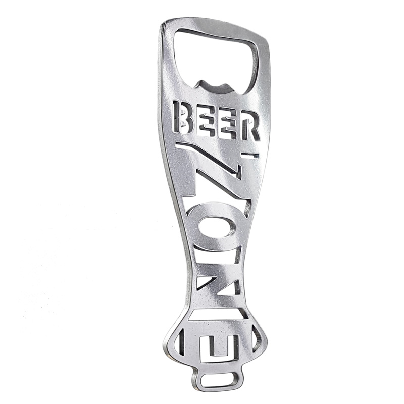 Stainless steel bottle opener - 'BEER ZONE' (silver)