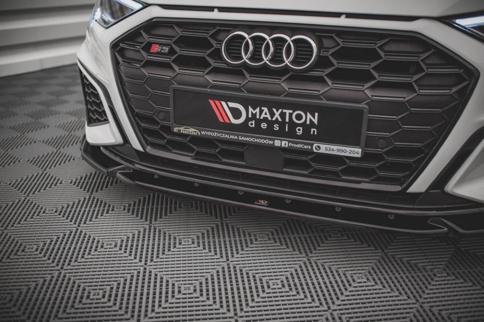 Voorspoiler passend voor Audi S3 / A3 S-Line 8Y Glanzend zwart V.3