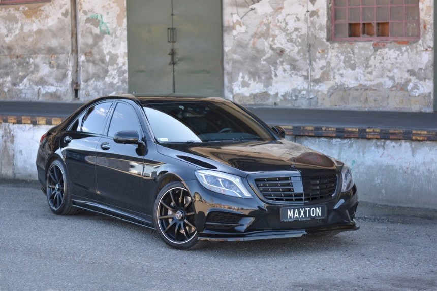Voorspoiler passend voor Mercedes S-Klasse W222 AMG-Line Maxton Design glans zwart