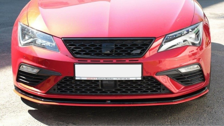 Voorspoiler passend voor Seat Leon FR 5F Maxton Design glans zwart V.3