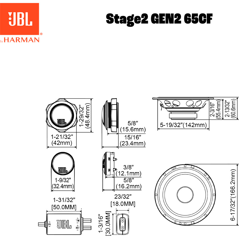 JBL Stage 2 65CF 6.5'' (16cm) Compo Set (without grille)