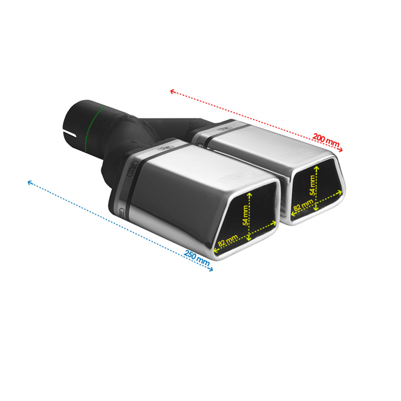 Ulter Sport Exhaust finisher - Double Trapezium 86x54mm - Length 200mm - Installation ->50mm - Inox
