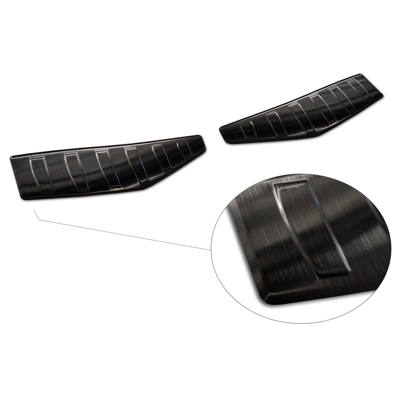 Black Stainless Steel Rear bumper protector  Ford Mustang Mach-E 2020- 'Ribs' (2-Pieces)