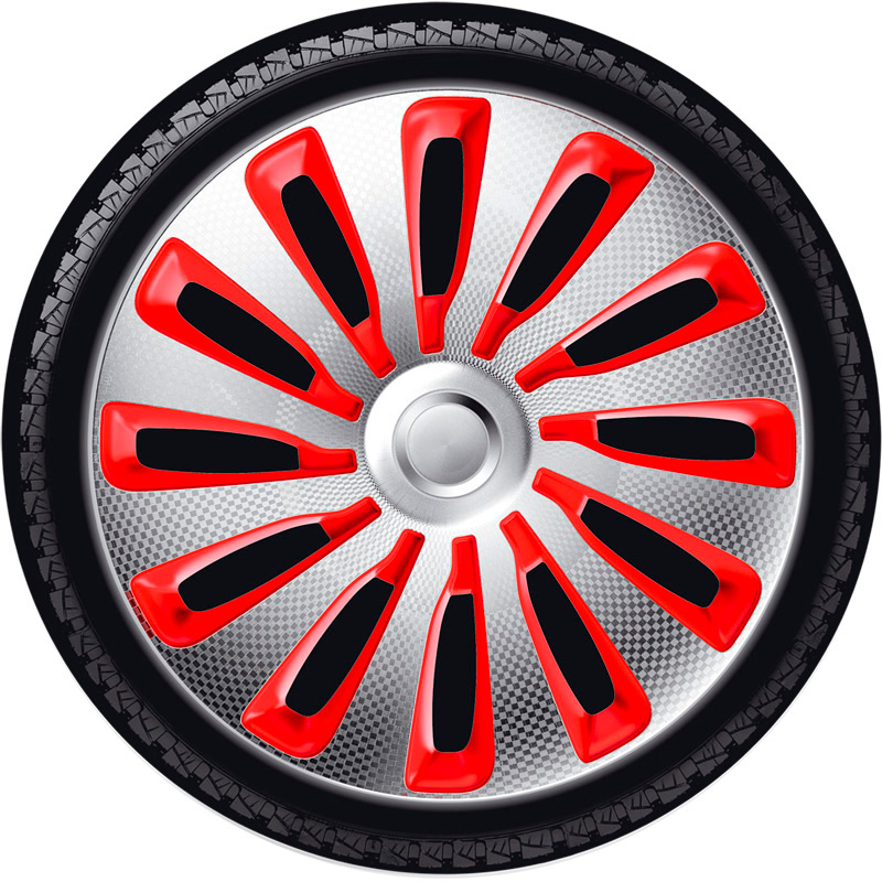 Set J-Tec wheel covers Sepang 13-inch silver/red/carbon-look