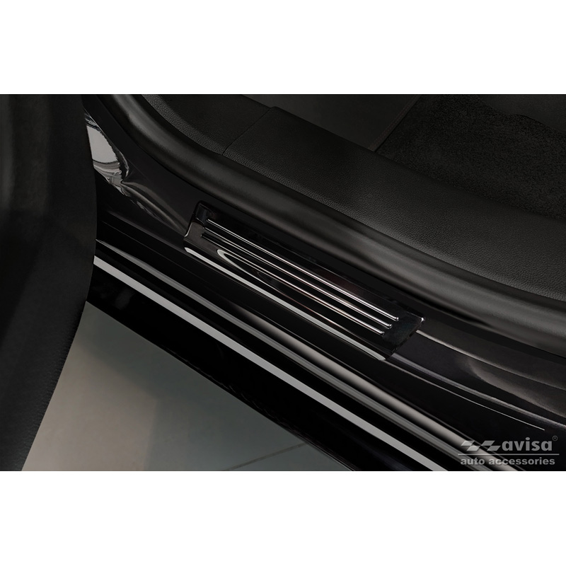 Black Inox door sill protectors  Ford Kuga III 2019-2024 & FL 2024- 'Hybrid' - 4-pieces