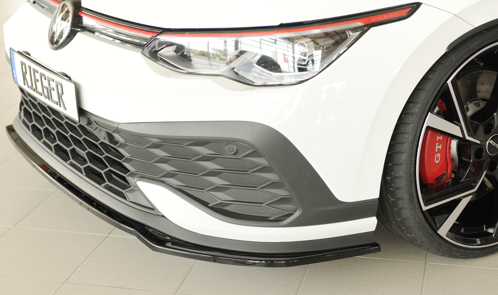 Voorspoiler passend voor Volkswagen Golf 8 GTI Clubsport Rieger Glans Zwart