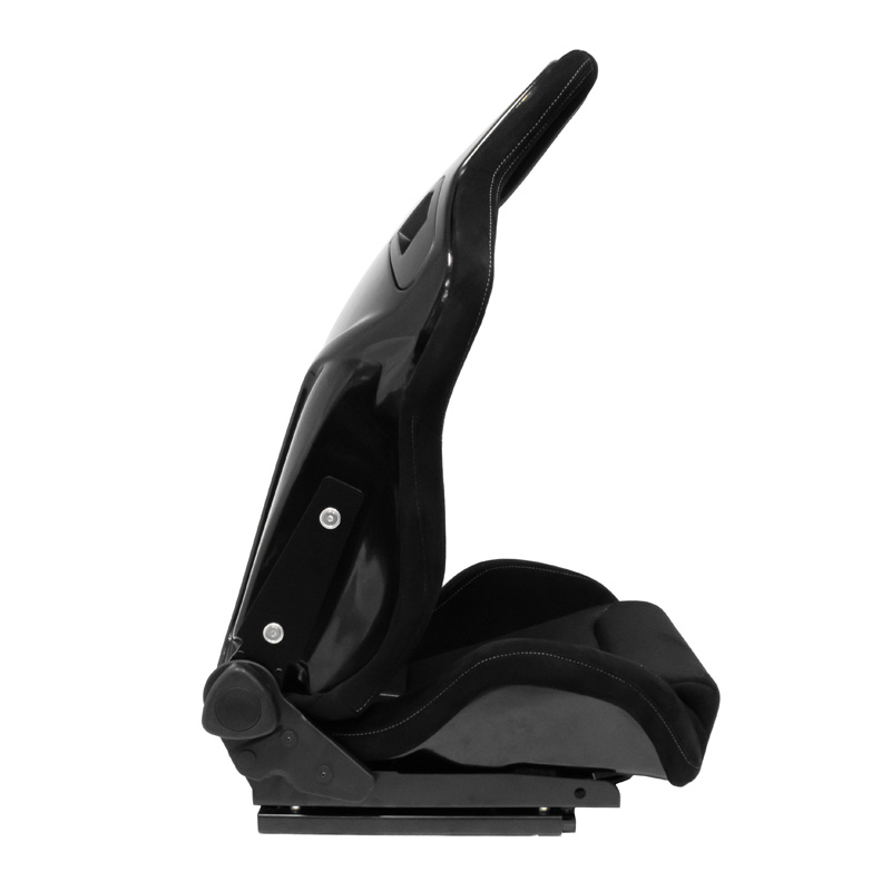 Sport seat 'NK Premium' - Black Suede + Grey 'Mesh' Fabric - Dual-side reclinable fibreglass back-rest - incl. slides