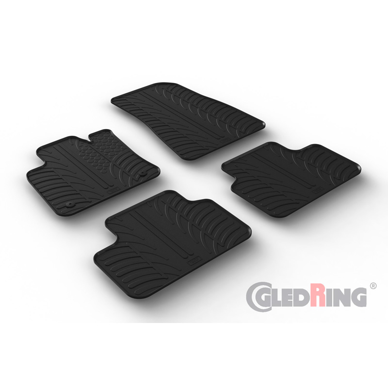 Rubber car mats set  Volvo C40 Recharge 2021- (T profile 4-pieces + mounting clips)