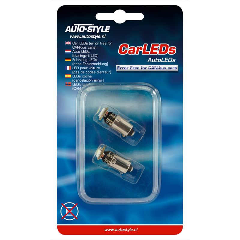 BAX9S (H6) SMD/LED DC (reverse pole) Bulbs 12V Xenon-Optics White, set of 2 pieces, with CAN-bus resistance