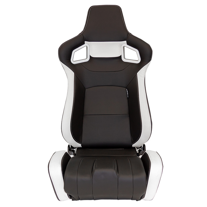 Sport seat 'RS6-II' - Matt-Black/White Synthetic leather - Dual-side reclinable back-rest - incl. slides