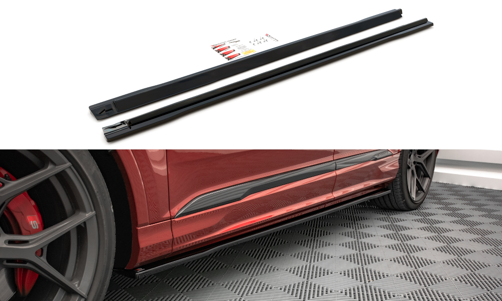 Zijskirts passend voor Audi SQ7 / Q7 S-Line MK.2 FL Maxton Glans Zwart