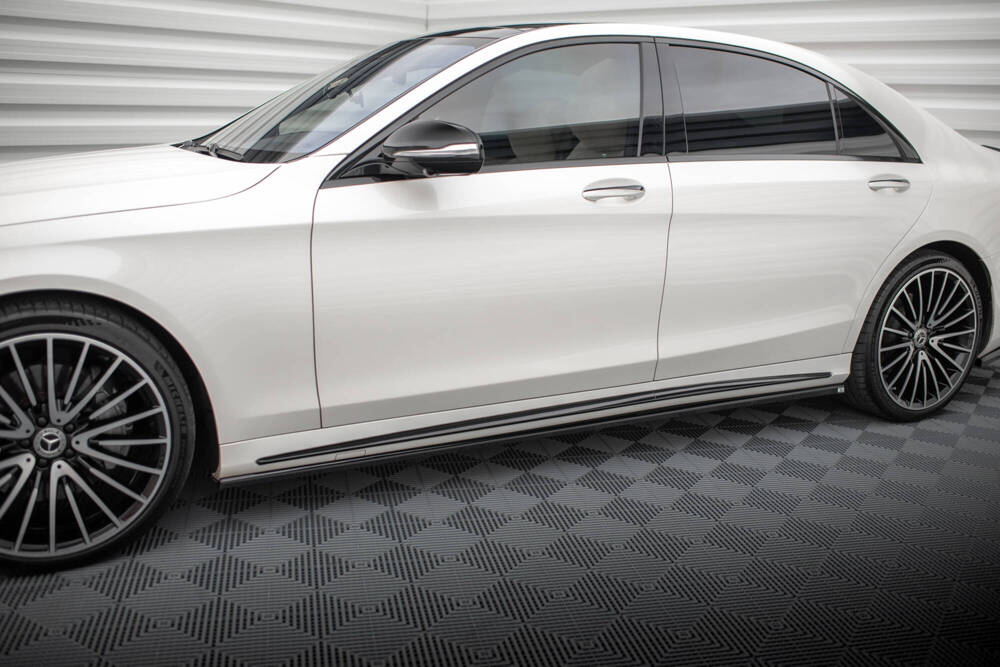 Zijskirts passend voor Mercedes Benz S Klasse AMG Pakket W222 FL Maxton Glans Zwart