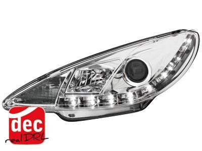 Headlights Peugeot 206 98-07 Devil Eyes Dlite LED Chrome