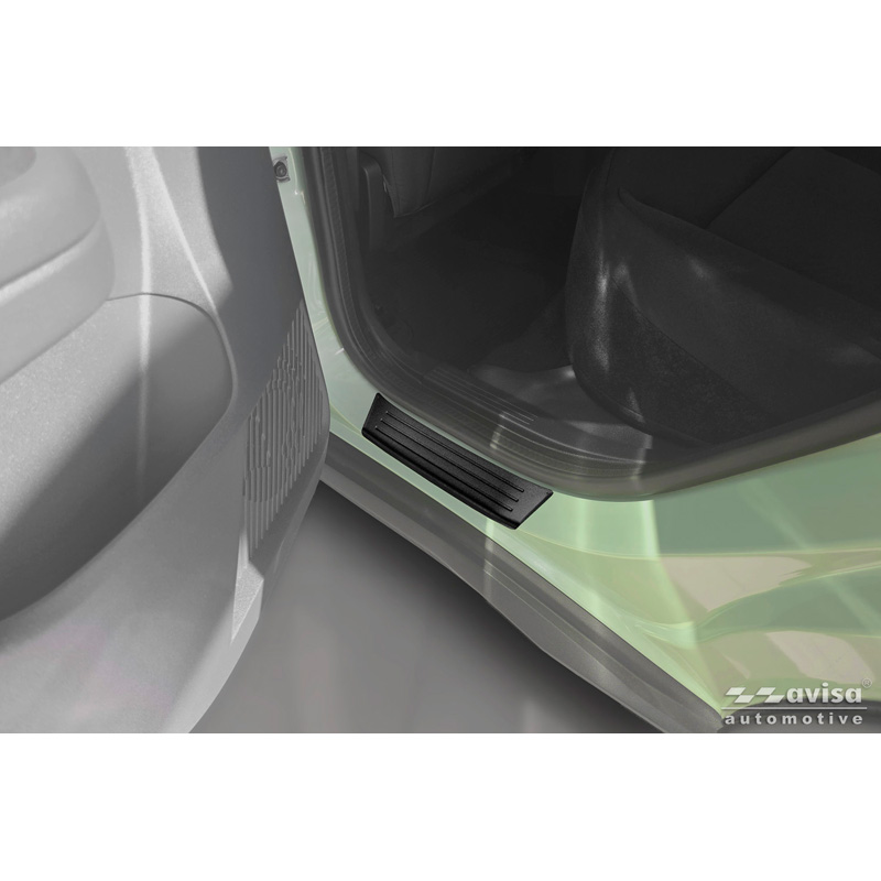 Avisa Matt Black Inox door sill protectors  Fiat Grande Panda (328) 2025- - 'Lines' - 4-pieces