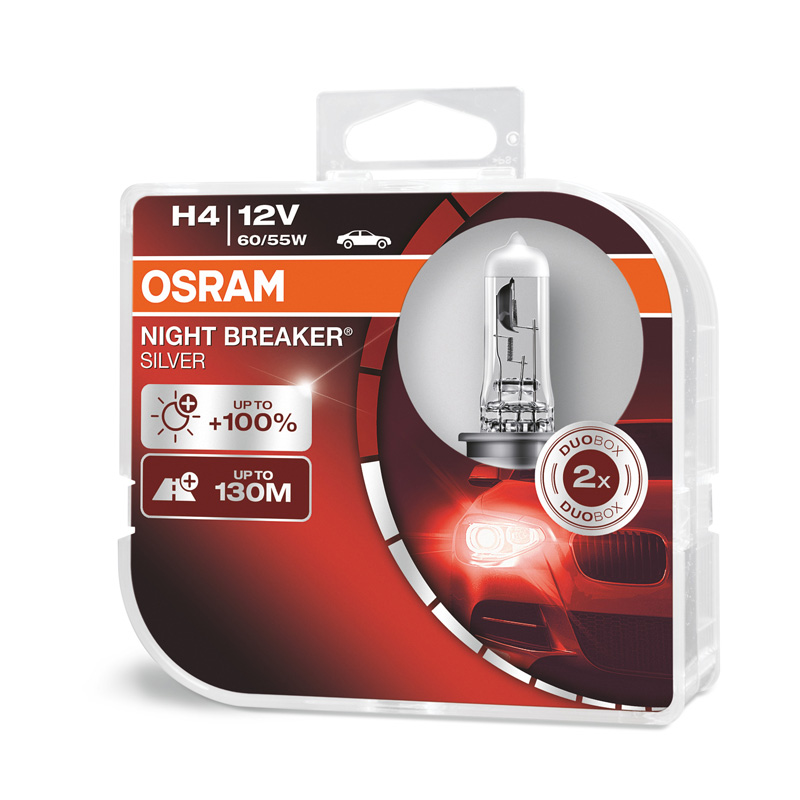 Osram Night Breaker Silver Halogen bulbs - H4 - 12V/60-55W - set of 2 pieces