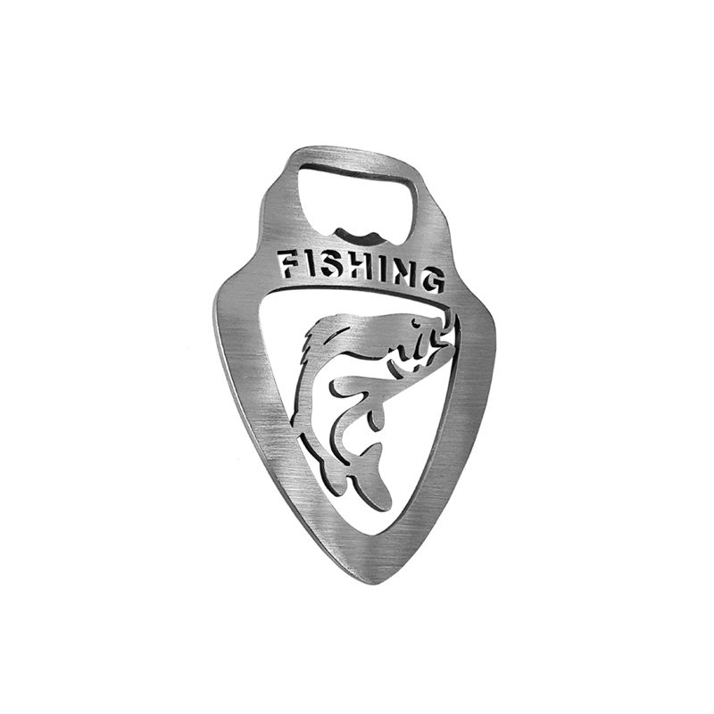 Stainless steel bottle opener - 'Fishing' (silver)