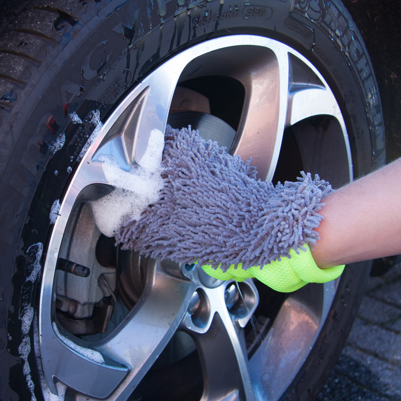 Double-Side Car Wash Mitt - Grey/Green