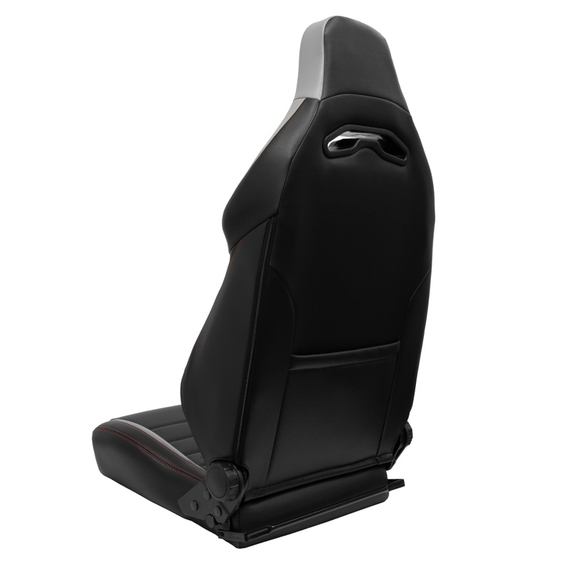 Sport seat 'VGR' - Black Synthetic leather + Light Grey Fabric/Suede + Red stitching - Dual-side reclinable back-rest - incl. slides