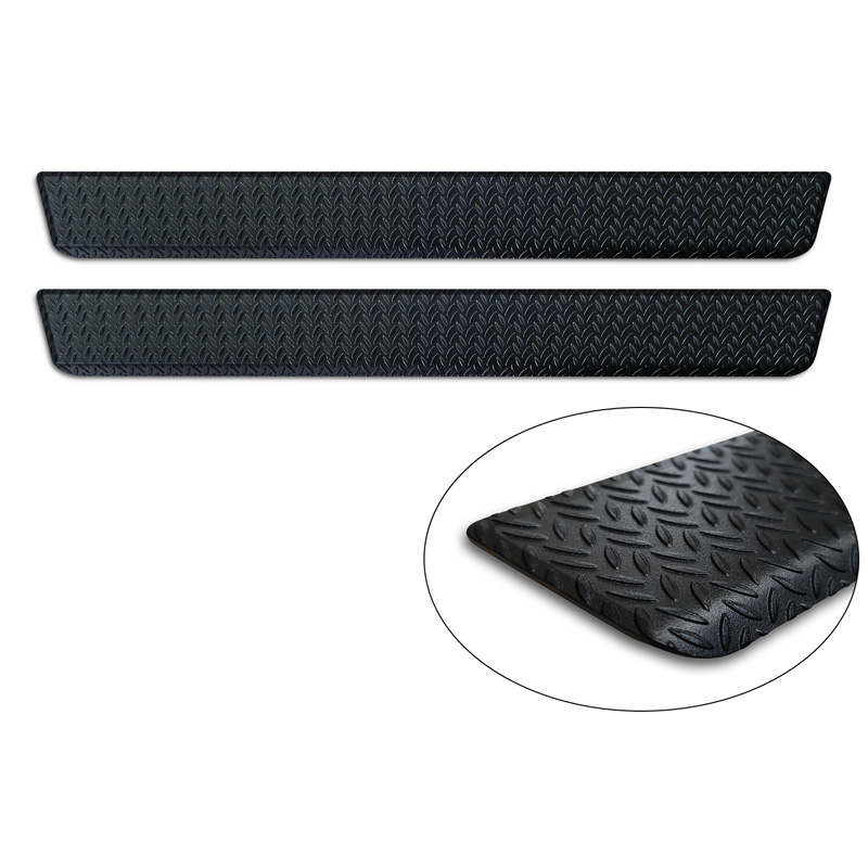 Aluminium door sill protectors 'Riffled Plate'  Volkswagen Caddy V 2020- - 2-pieces - Black
