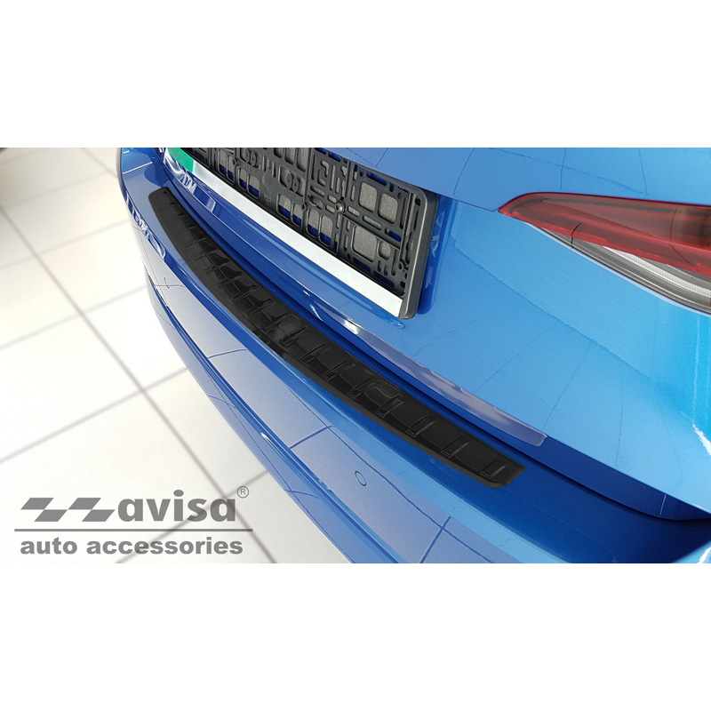 Black Stainless Steel Rear bumper protector  Skoda Octavia IV Liftback 2020-2024 & FL 2024- 'Ribs'