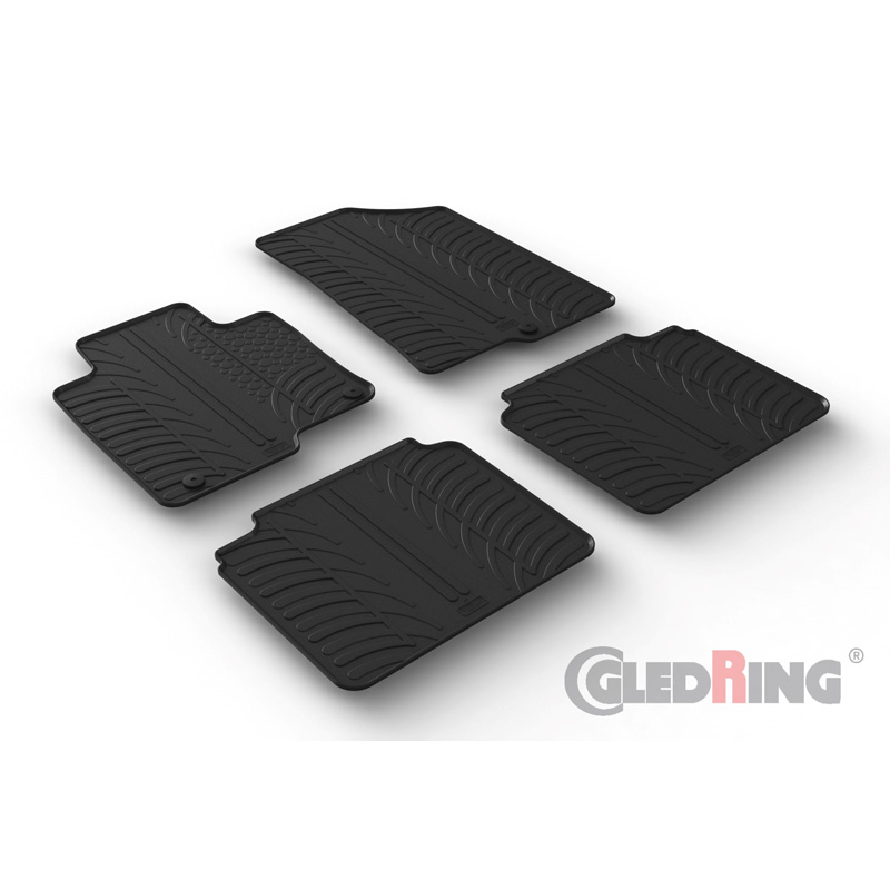 Rubber car mats set  Kia Optima SW/Sedan/PHEV 2017- (T profile 4-pieces + mounting clips)