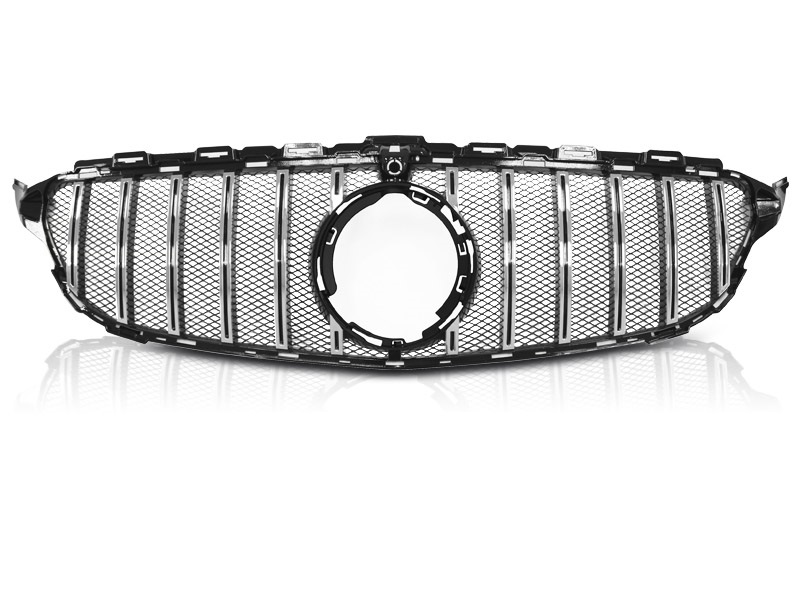 Grill passend voor Mercedes W205 Facelift 18-.. Zwart Chroom GT Look Camera