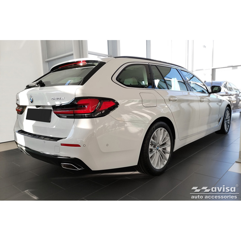 Black Stainless Steel Rear bumper protector  BMW 5-Series G31 FL Touring 2020-2024 excl. M-Sport 'STRONG EDITION'