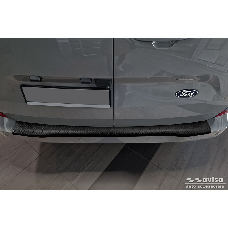 Matt Black Aluminum Rear bumper protector  Ford Transit Custom & Tourneo Custom (V710) 2023- / Volkswagen Transporter T7 2024- 'Riffled Plate'