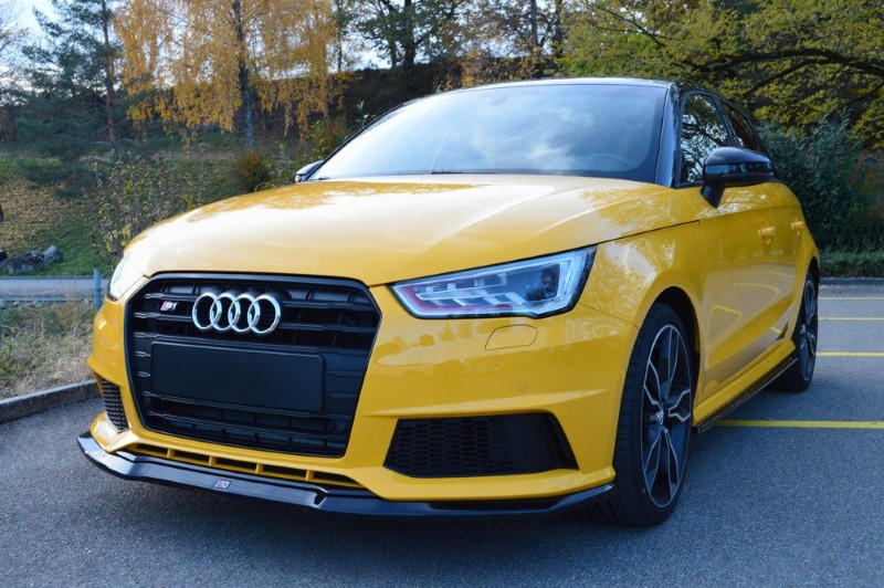 Voorspoiler passend voor Audi S1 8X glanzend zwart