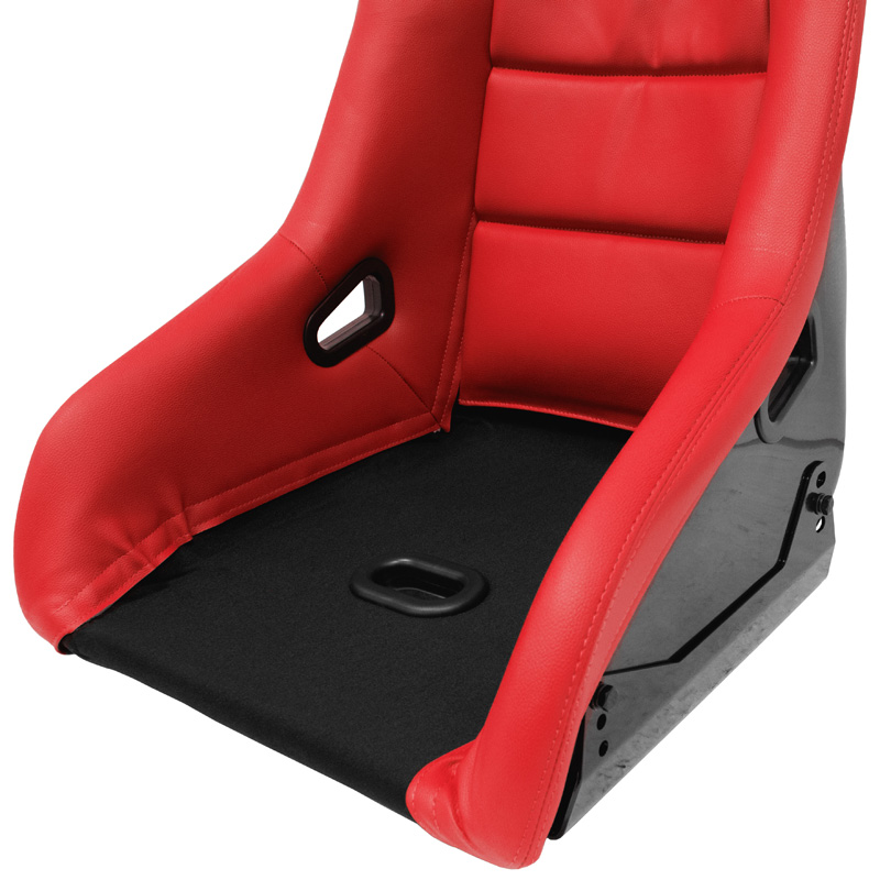 Sport seat 'BS1' - Red Synthetic leather - Non-reclinable fibreglass back-rest - incl. slides