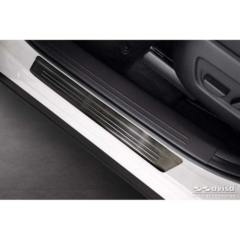 Black Inox door sill protectors  Mazda CX-60 (KH) 2022- - 'Lines' - 4-pieces
