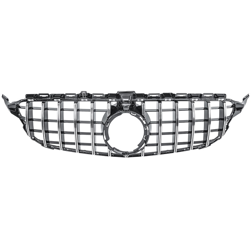 Grill passend voor Mercedes W205 Facelift 18-.. Zwart Chroom GT Look Camera