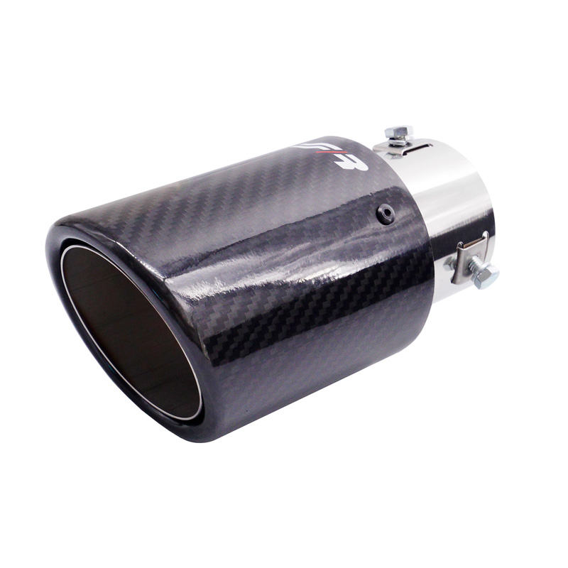 Simoni Racing Exhaust Tip Round/Slanted Shiny-Carbon+Inox - Ø89xL170mm - Installation 38-63mm