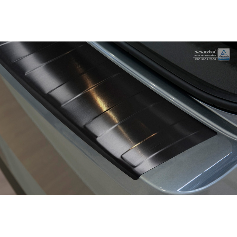 Black Stainless Steel Rear bumper protector  Skoda Superb 3V Liftback 2015- 'Ribs'