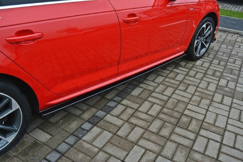 Zijskirts passend voor Audi S4 / A4 S-Line B9 Maxton Glanzend Zwart