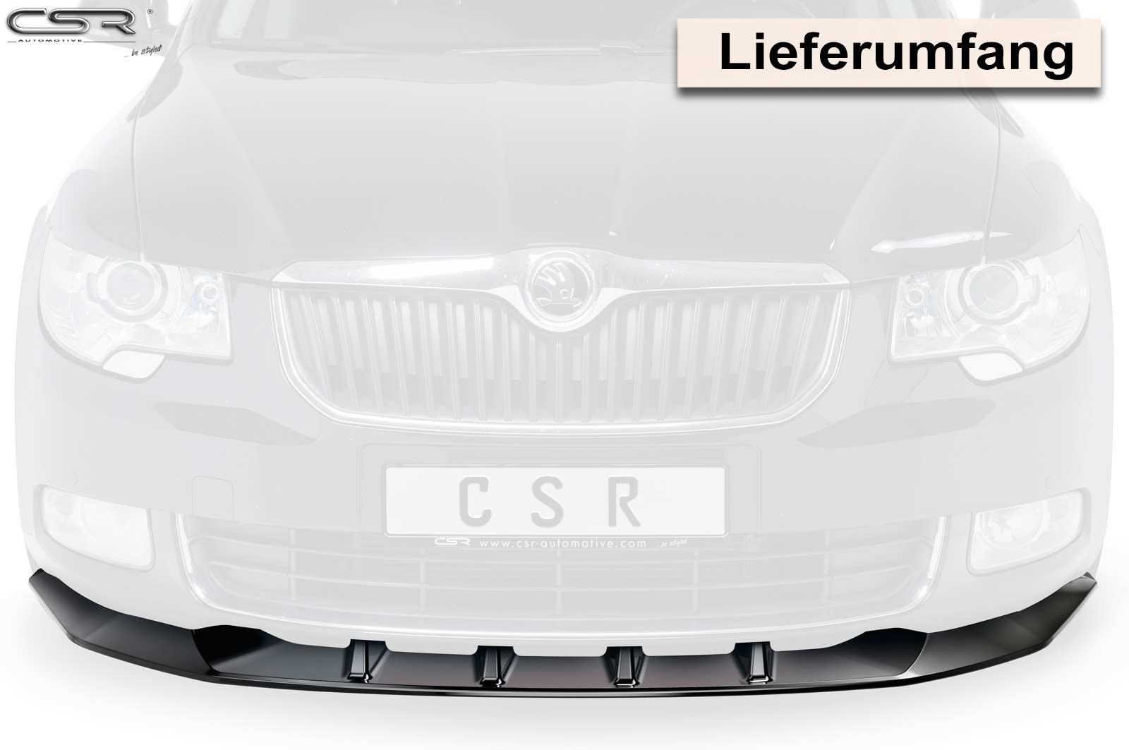 Voorspoiler passend voor Skoda Superb II Glans Zwart – 2008–06/2013