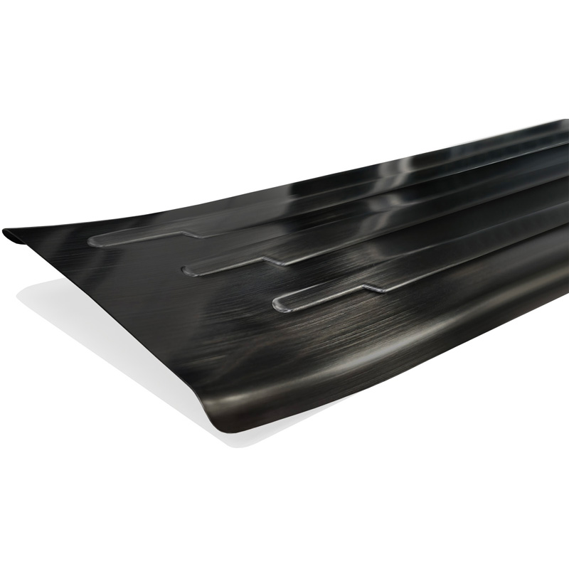Avisa Black Inox door sill protectors  Toyota Hilux VIII Facelift 2020- - 'Lines' - 4-pieces