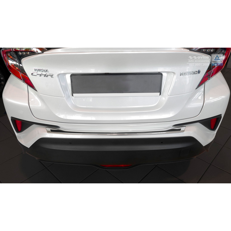 Stainless Steel Rear bumper protector 'Deluxe'  Toyota C-HR 2016-2019 & Facelift 2019-2023 Chrome/Black Carbon