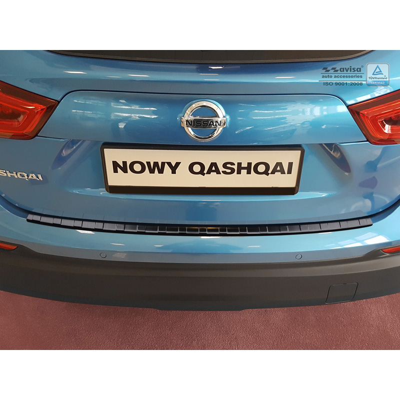 Black Stainless Steel Rear bumper protector  Nissan Qashqai II Facelift 2017-2021 'Ribs'